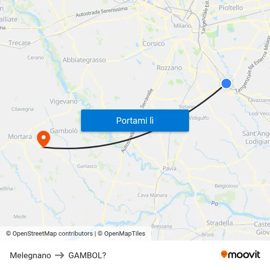 Melegnano to GAMBOL? map