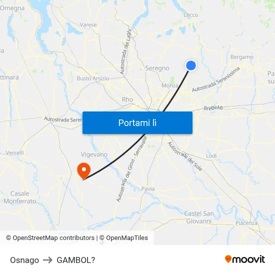 Osnago to GAMBOL? map