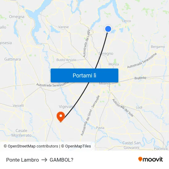 Ponte Lambro to GAMBOL? map