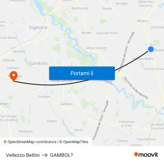 Vellezzo Bellini to GAMBOL? map