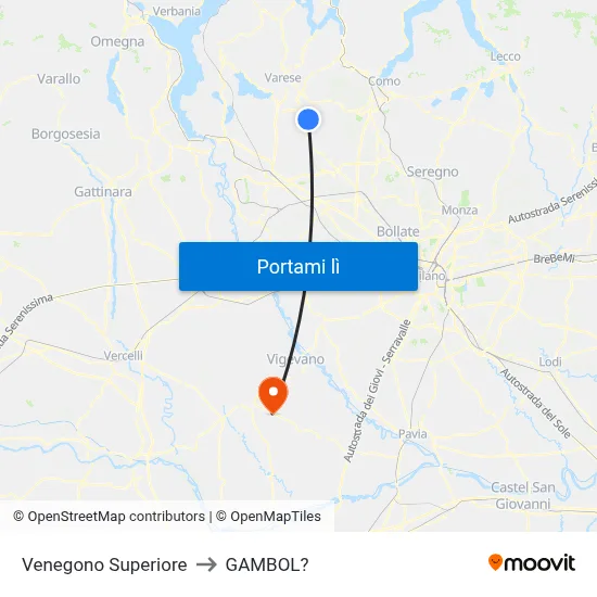 Venegono Superiore to GAMBOL? map