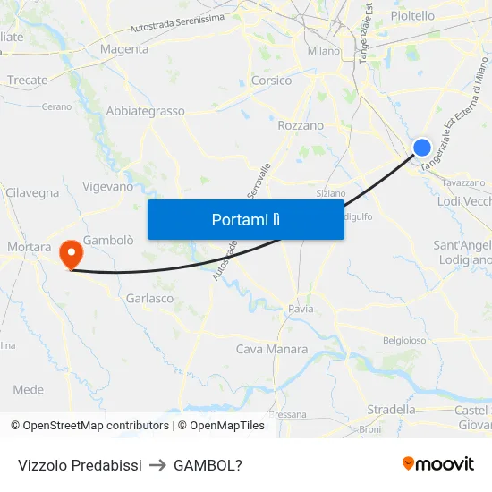 Vizzolo Predabissi to GAMBOL? map