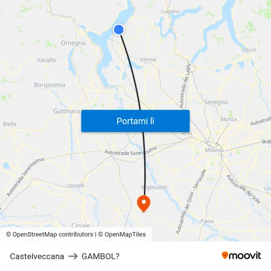 Castelveccana to GAMBOL? map