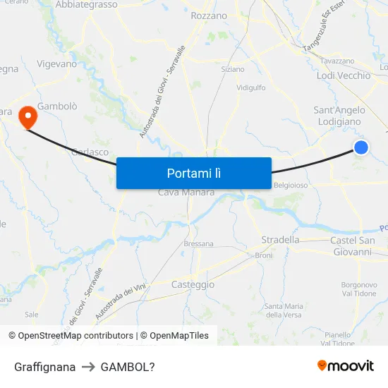 Graffignana to GAMBOL? map