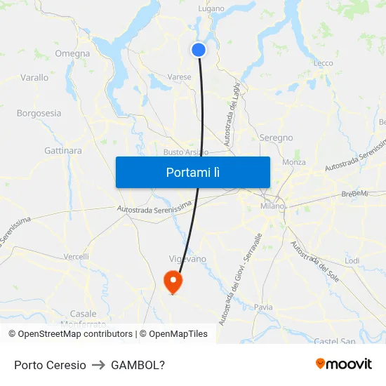 Porto Ceresio to GAMBOL? map