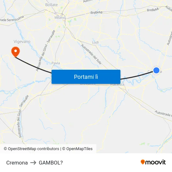 Cremona to GAMBOL? map