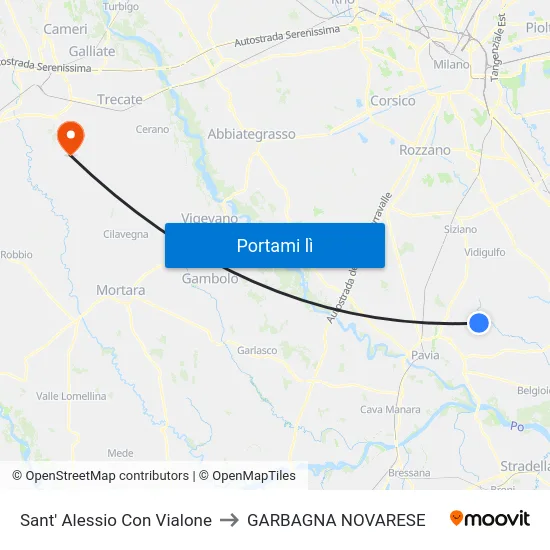 Sant' Alessio Con Vialone to GARBAGNA NOVARESE map