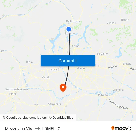 Mezzovico-Vira to LOMELLO map
