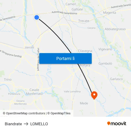Biandrate to LOMELLO map