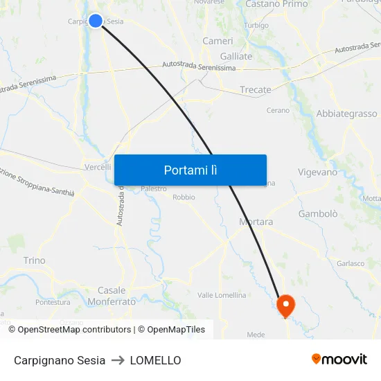 Carpignano Sesia to LOMELLO map