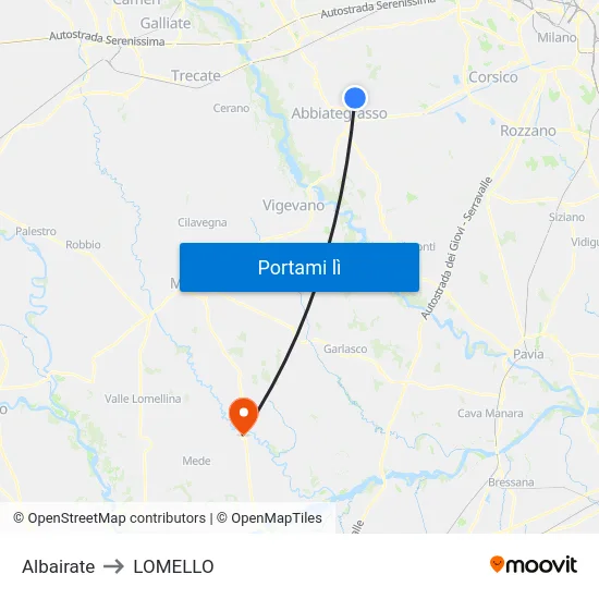 Albairate to LOMELLO map