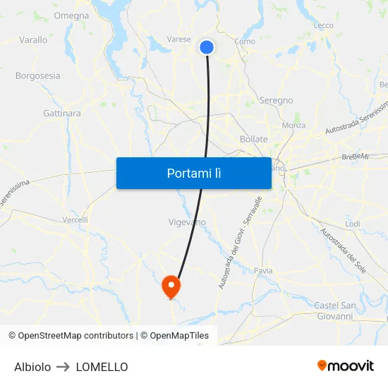 Albiolo to LOMELLO map