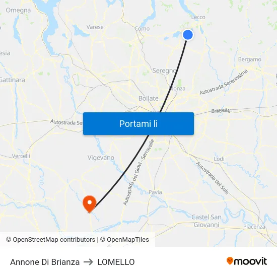 Annone Di Brianza to LOMELLO map