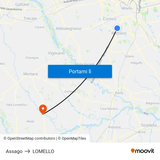 Assago to LOMELLO map