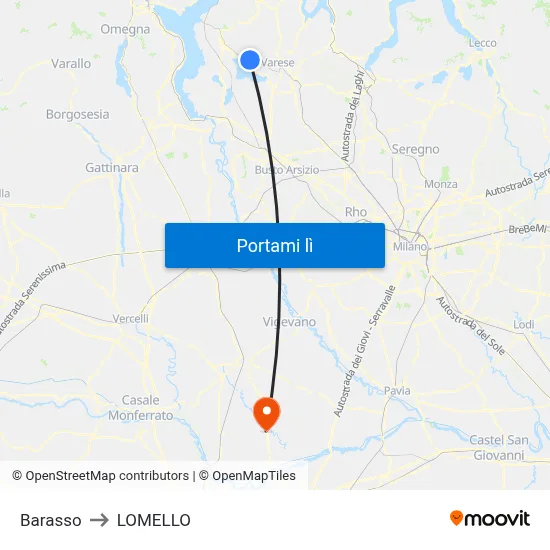 Barasso to LOMELLO map