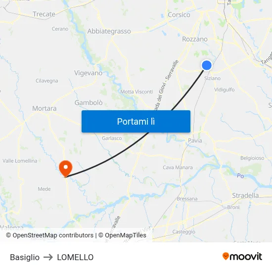 Basiglio to LOMELLO map