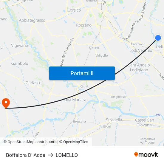 Boffalora D' Adda to LOMELLO map