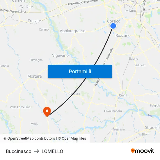 Buccinasco to LOMELLO map
