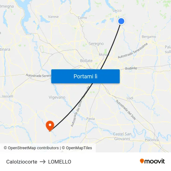 Calolziocorte to LOMELLO map