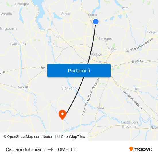 Capiago Intimiano to LOMELLO map