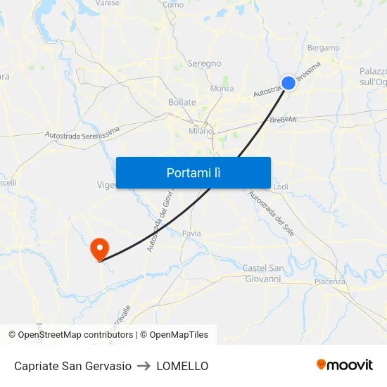 Capriate San Gervasio to LOMELLO map