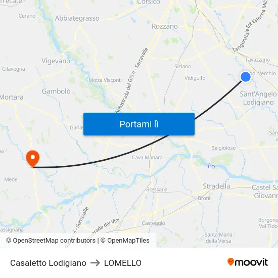 Casaletto Lodigiano to LOMELLO map