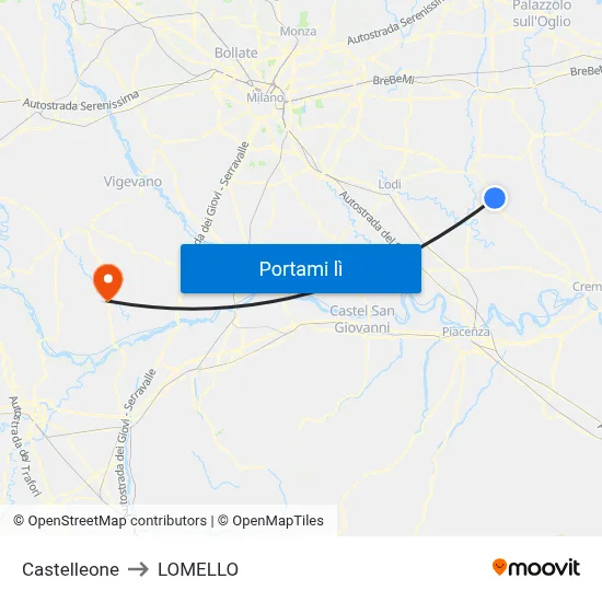 Castelleone to LOMELLO map