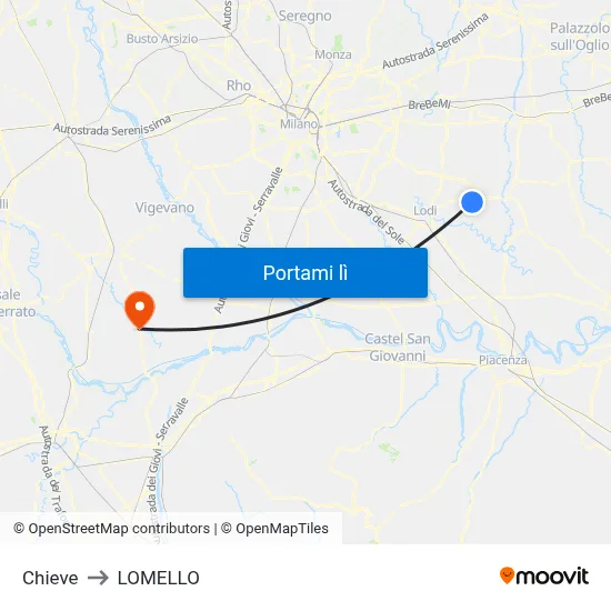 Chieve to LOMELLO map