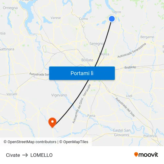 Civate to LOMELLO map