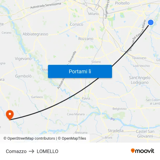 Comazzo to LOMELLO map