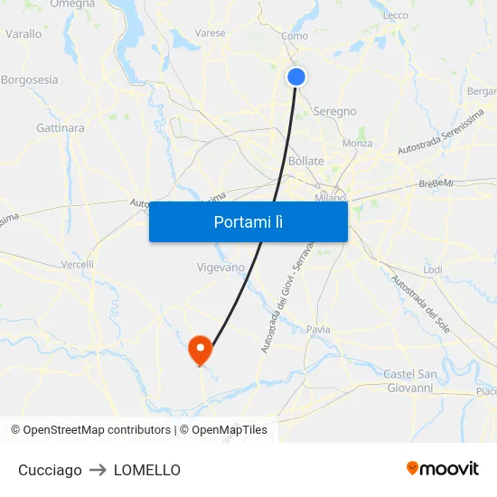 Cucciago to LOMELLO map