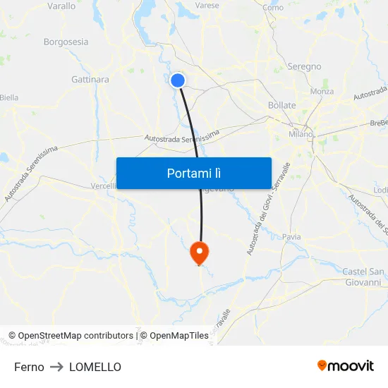 Ferno to LOMELLO map