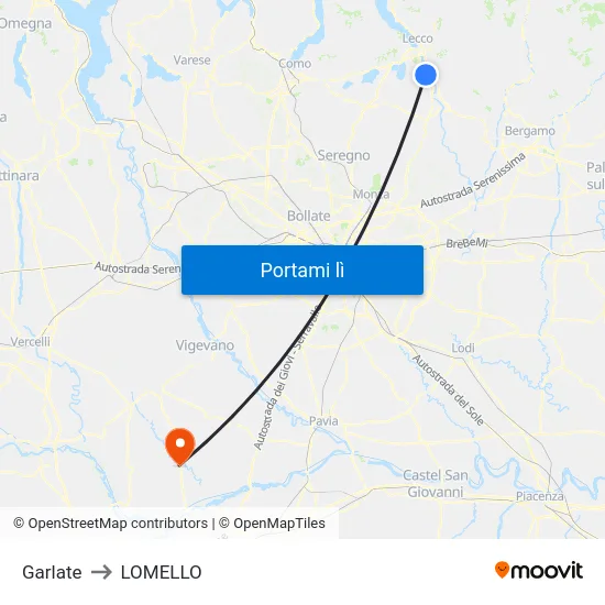 Garlate to LOMELLO map