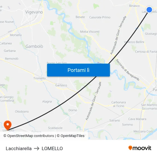 Lacchiarella to LOMELLO map