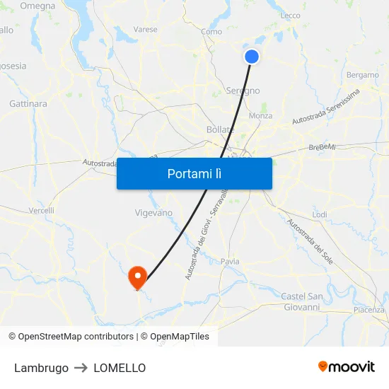 Lambrugo to LOMELLO map