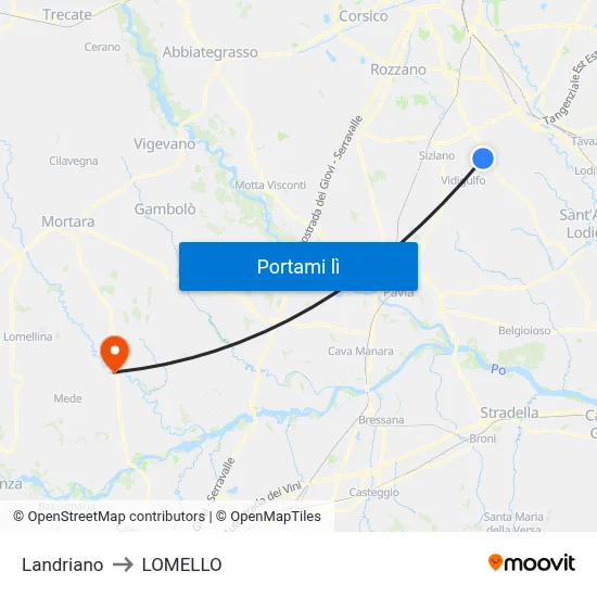Landriano to LOMELLO map