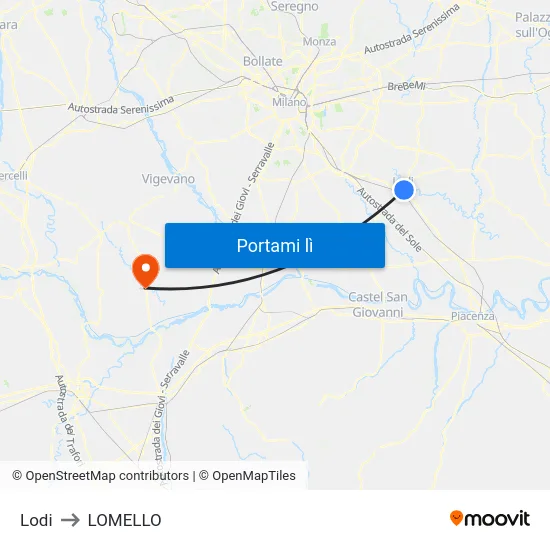 Lodi to LOMELLO map