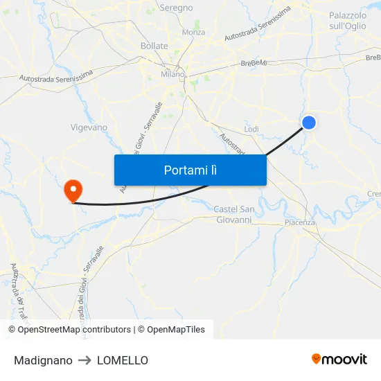 Madignano to LOMELLO map