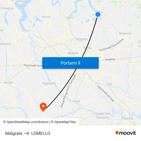Malgrate to LOMELLO map