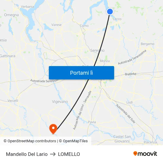 Mandello Del Lario to LOMELLO map