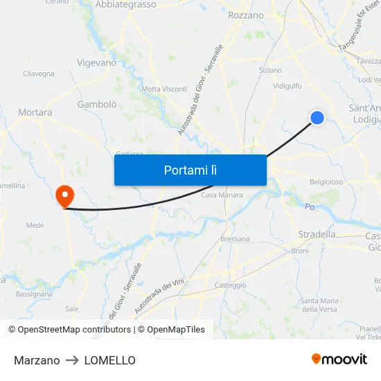 Marzano to LOMELLO map