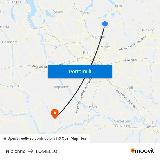 Nibionno to LOMELLO map