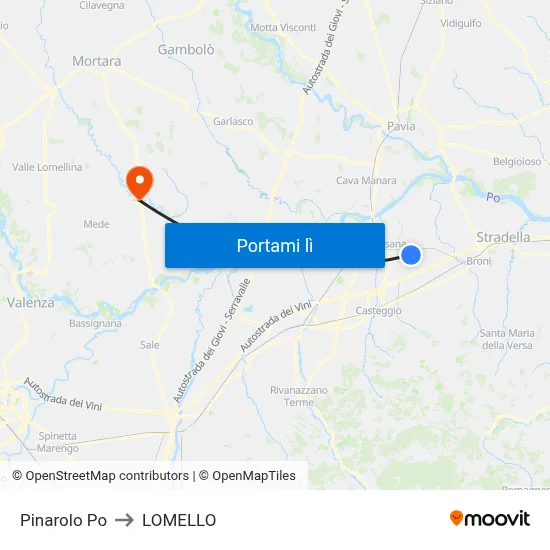 Pinarolo Po to LOMELLO map