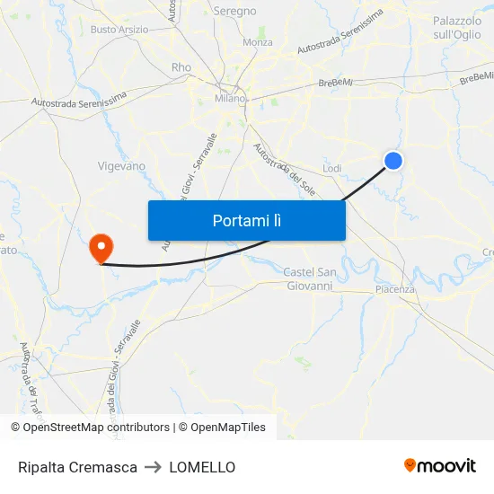 Ripalta Cremasca to LOMELLO map