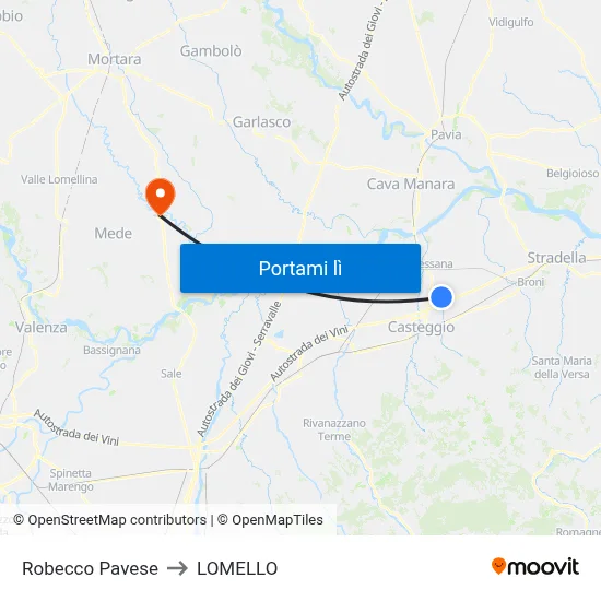 Robecco Pavese to LOMELLO map