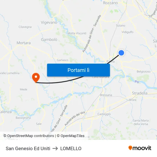 San Genesio Ed Uniti to LOMELLO map