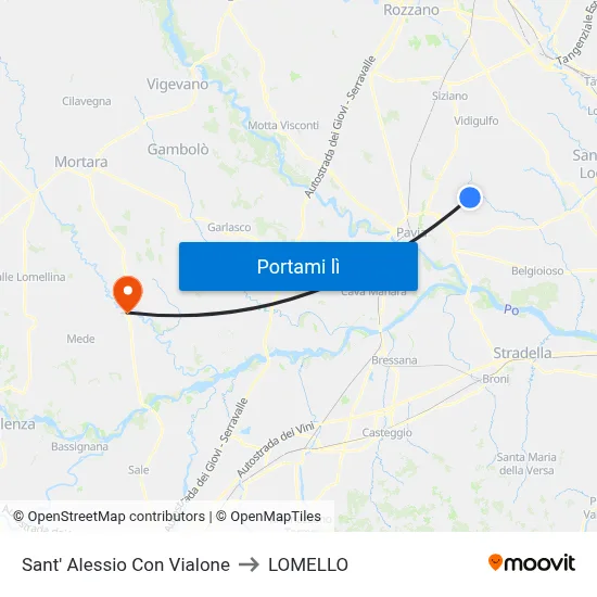 Sant' Alessio Con Vialone to LOMELLO map