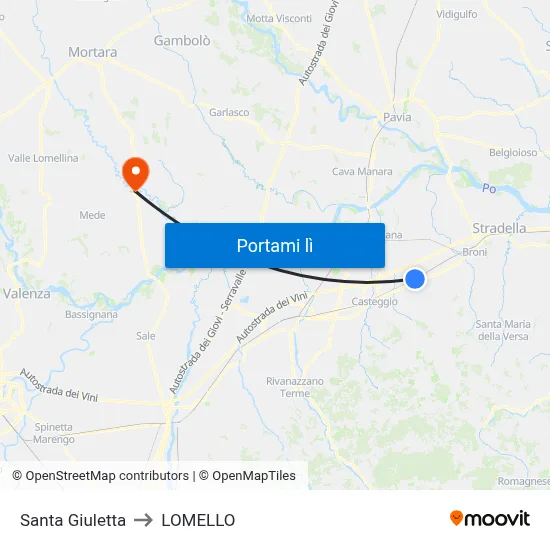 Santa Giuletta to LOMELLO map