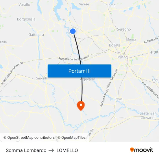 Somma Lombardo to LOMELLO map