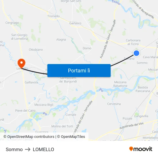 Sommo to LOMELLO map